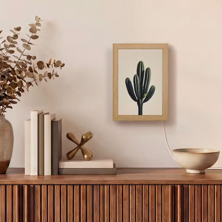 Cactus - Subtiel - Groen Light Box met kabel (Tafellamp) klein -sfeer2