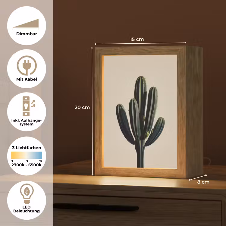Cactus - Subtiel - Groen Light Box met kabel (Tafellamp) klein -USP_DE