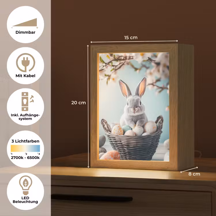 Konijn - Eieren - Mand Light Box met kabel (Tafellamp) klein -USP_DE