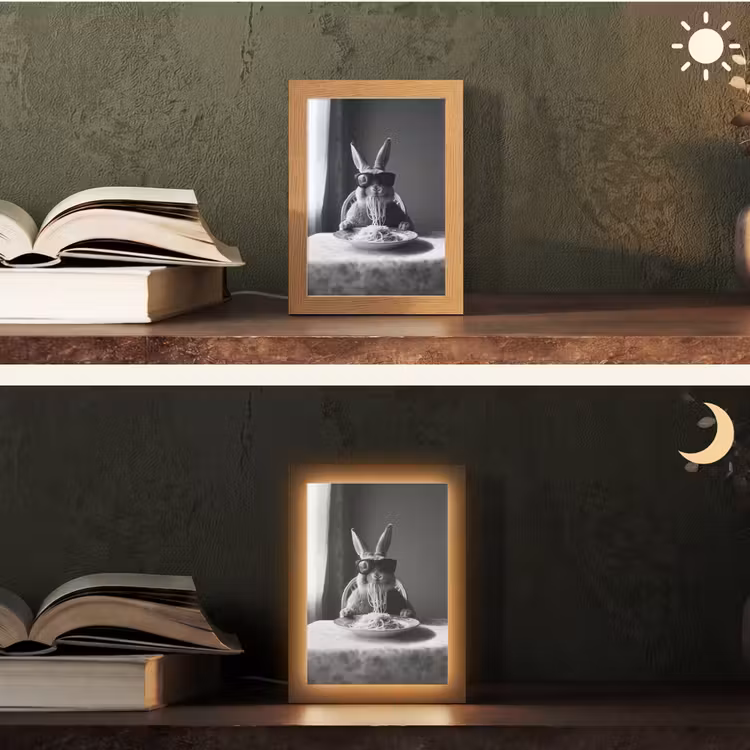 Konijn - Bunny - Zonnebril - Tafelkleed - Pasta - Schattig Light Box met kabel (Tafellamp) klein -sfeer3