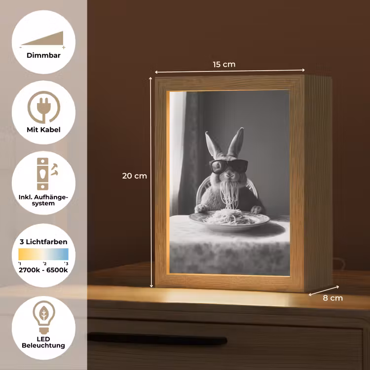 Konijn - Bunny - Zonnebril - Tafelkleed - Pasta - Schattig Light Box met kabel (Tafellamp) klein -USP_DE