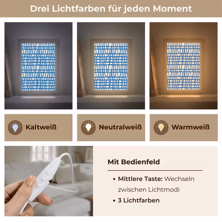 Ruitpatroon - Blauw - Crème Light Box met kabel (Tafellamp) klein 925 -USP_lichtkleurDE