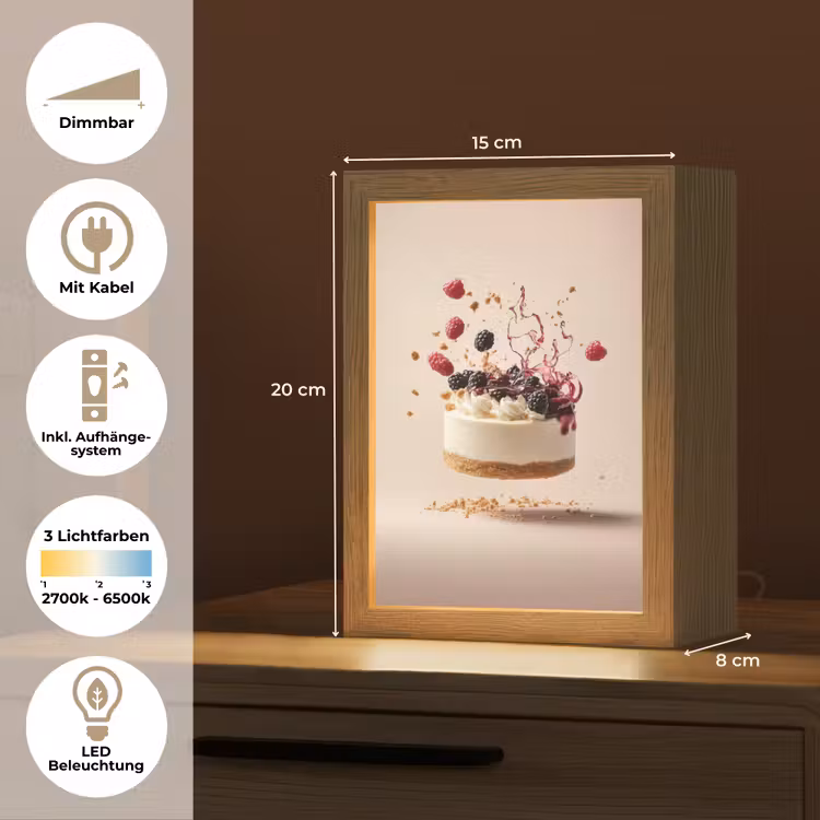 Cheesecake - Eten - Roze - Taart Light Box met kabel (Tafellamp) klein -USP_DE
