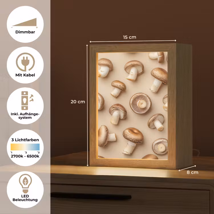 Kastanje Champignons - Beige Light Box met kabel (Tafellamp) klein -USP_DE