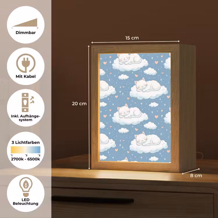 Kitten - Wolken - Blauw Light Box met kabel (Tafellamp) klein 925 -USP_DE