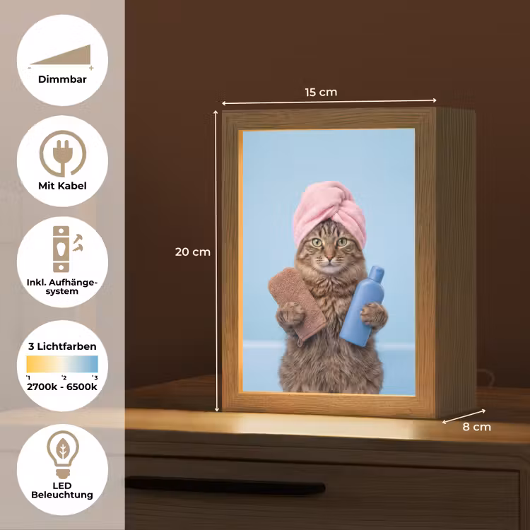Kat - Handdoek - Washand - Zeep Light Box met kabel (Tafellamp) klein -USP_DE