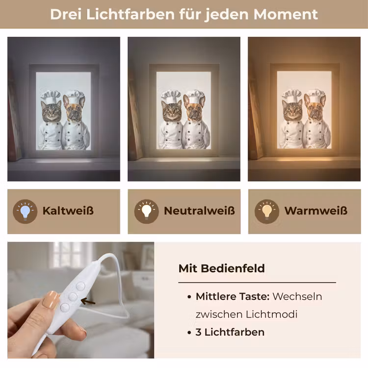 Kat - Hond - Kokskleding Light Box met kabel (Tafellamp) klein -USP_lichtkleurDE