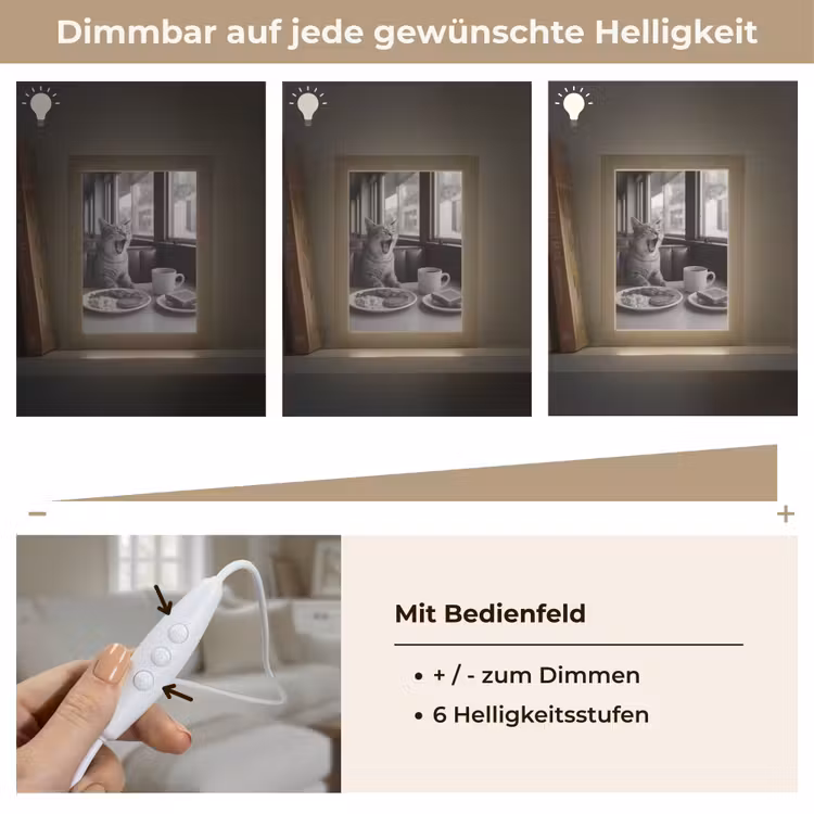 Kat - Koffie - Brood - Zwart Light Box met kabel (Tafellamp) klein -USP_dimbaarDE