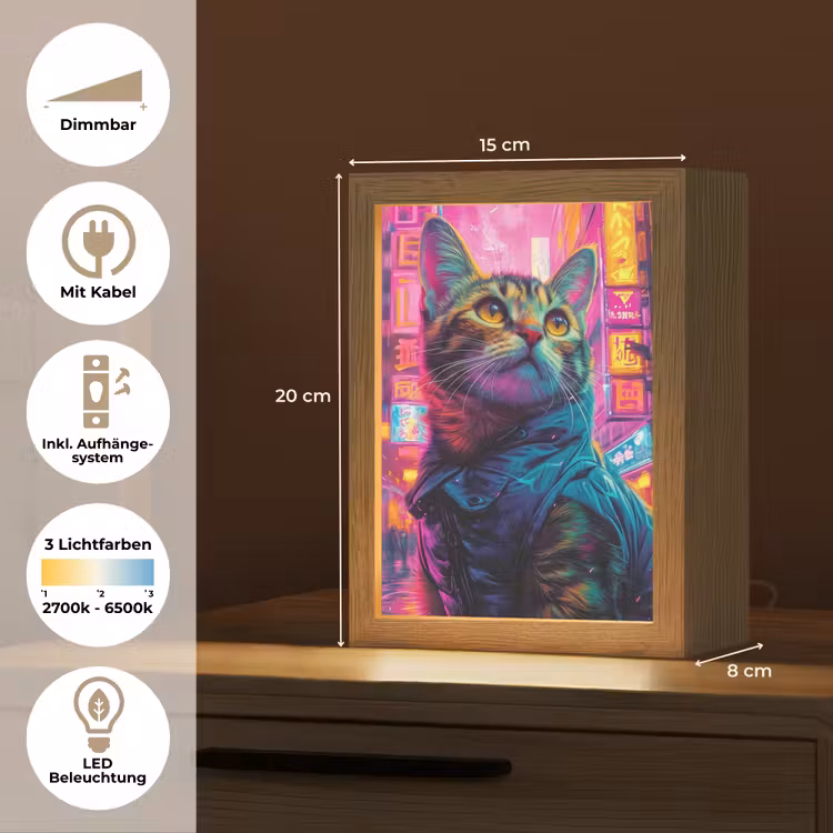Kat - Pop art - China - Neon - Stad Light Box met kabel (Tafellamp) klein -USP_DE
