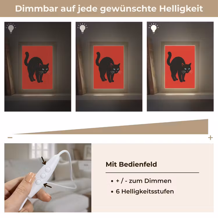Kat - Zwart - Staart Light Box met kabel (Tafellamp) klein -USP_dimbaarDE