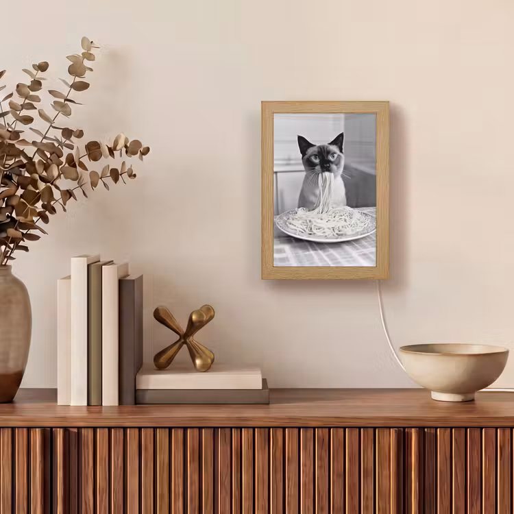 Kat - Siamees - Zwart Wit - Schattig - Dieren Light Box met kabel (Tafellamp) klein -sfeer2