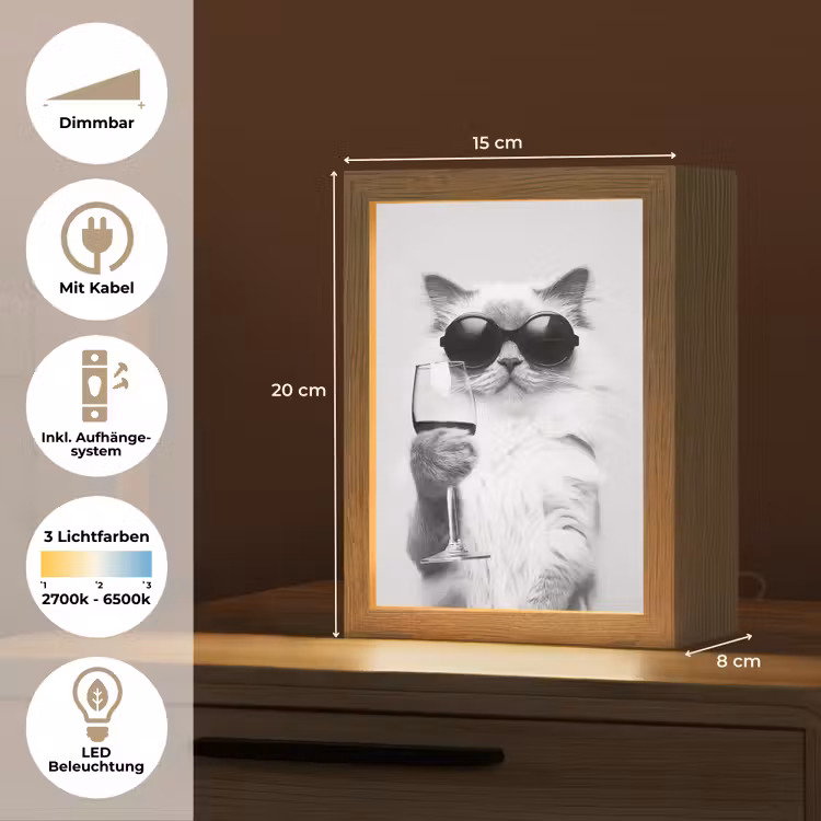 Kat - Zonnebril - Wijnglas - Langharig Light Box met kabel (Tafellamp) klein -USP_DE