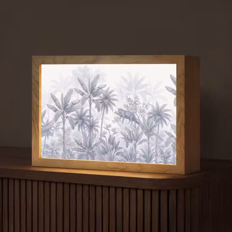Kat - Tropisch bos - Modern - Grijs Light Box met kabel (Tafellamp) klein -z3d_website