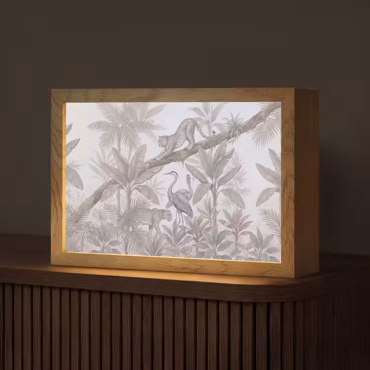 Kat - Vogel - Jungle - Illustratie - Dieren Light Box met kabel (Tafellamp) klein -z3d_website