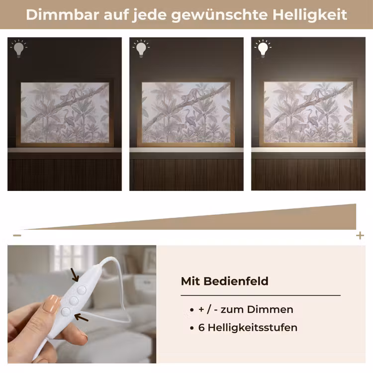 Kat - Vogel - Jungle - Illustratie - Dieren Light Box met kabel (Tafellamp) klein -USP_dimbaarDE