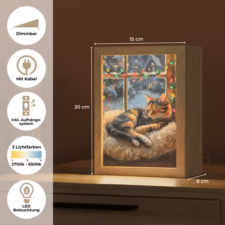 Kat - Kerst - Winter - Dier Light Box met kabel (Tafellamp) klein -USP_DE
