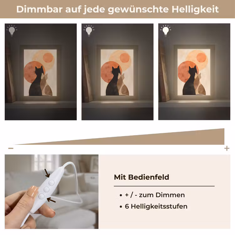 Katten - Zwart - Abstract - Cirkels Light Box met kabel (Tafellamp) klein -USP_dimbaarDE