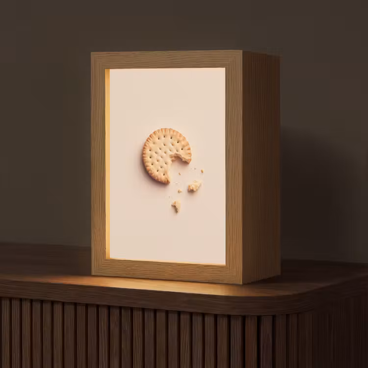Koekje - Kruimels - beige Light Box met kabel (Tafellamp) klein -z3d_website
