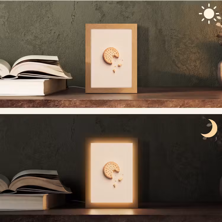Koekje - Kruimels - beige Light Box met kabel (Tafellamp) klein -sfeer3