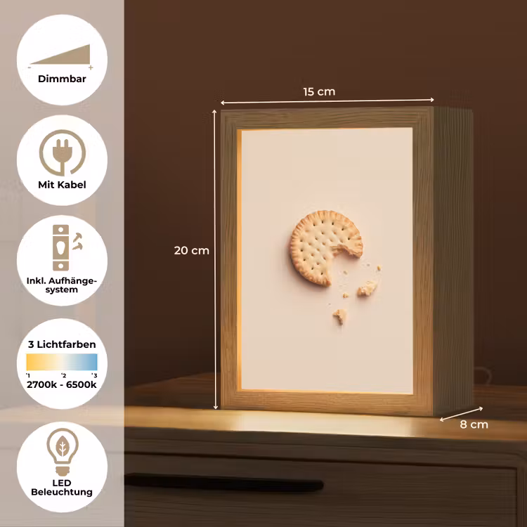Koekje - Kruimels - beige Light Box met kabel (Tafellamp) klein -USP_DE