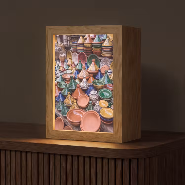 Tischlampe - Keramik – Bunt – Muster - Aardewerk - Kleurrijk - Patroon Light Box met kabel (Tafellamp) klein
