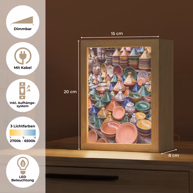 Tischlampe - Keramik – Bunt – Muster - Aardewerk - Kleurrijk - Patroon Light Box met kabel (Tafellamp) klein