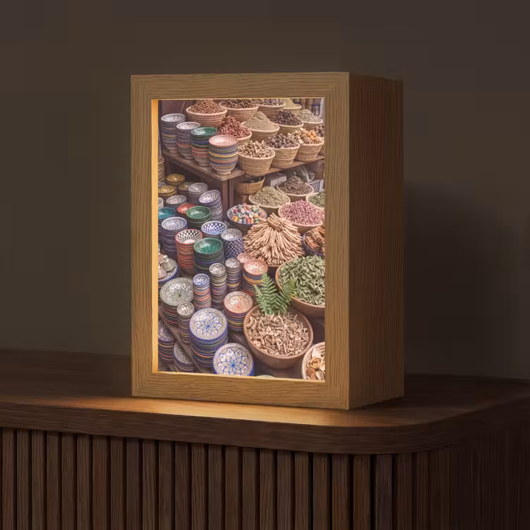 Tischlampe - Keramik – Orientalisch – Farbenfroh - Aardewerk - Oosters - Kleurrijk Light Box met kabel (Tafellamp) klein