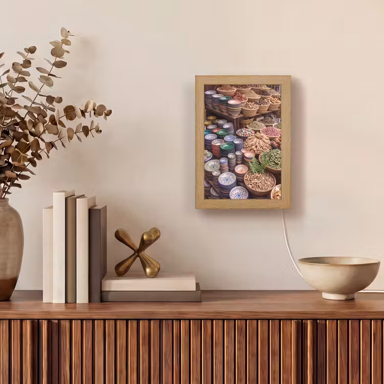 Tischlampe - Keramik – Orientalisch – Farbenfroh - Aardewerk - Oosters - Kleurrijk Light Box met kabel (Tafellamp) klein