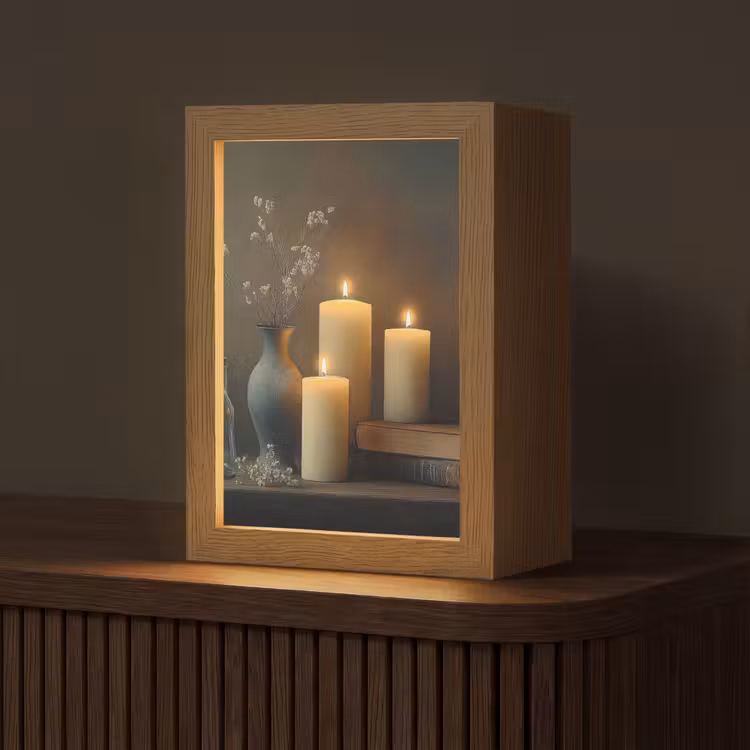 Kaarsen - Stilleven - Rustiek - Boeken Light Box met kabel (Tafellamp) klein -z3d_website
