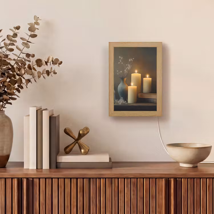 Kaarsen - Stilleven - Rustiek - Boeken Light Box met kabel (Tafellamp) klein -sfeer2