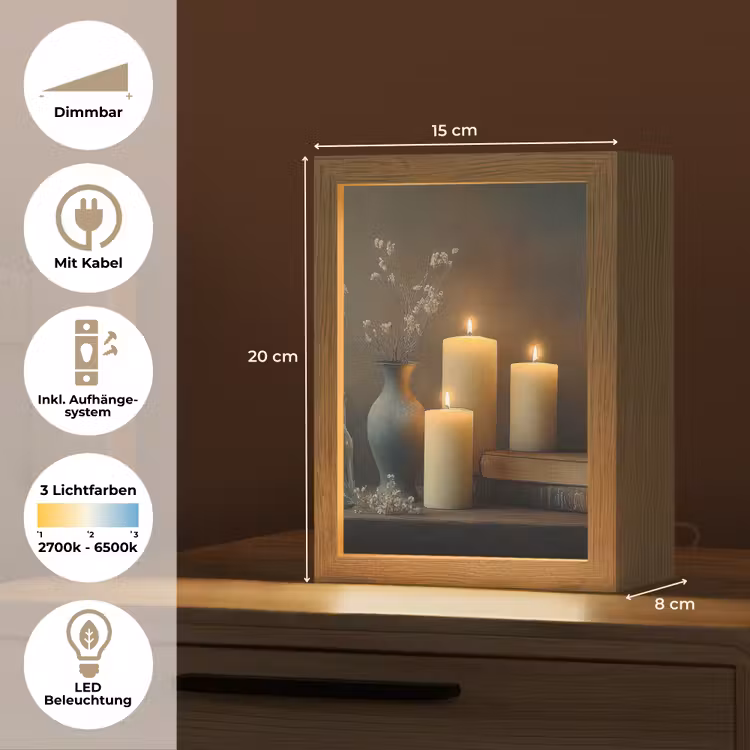 Kaarsen - Stilleven - Rustiek - Boeken Light Box met kabel (Tafellamp) klein -USP_DE
