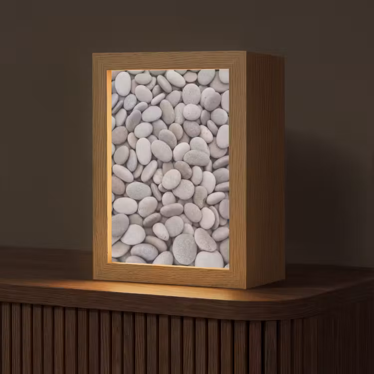 Kiezels - Stenen - Grijs Light Box met kabel (Tafellamp) klein -z3d_website