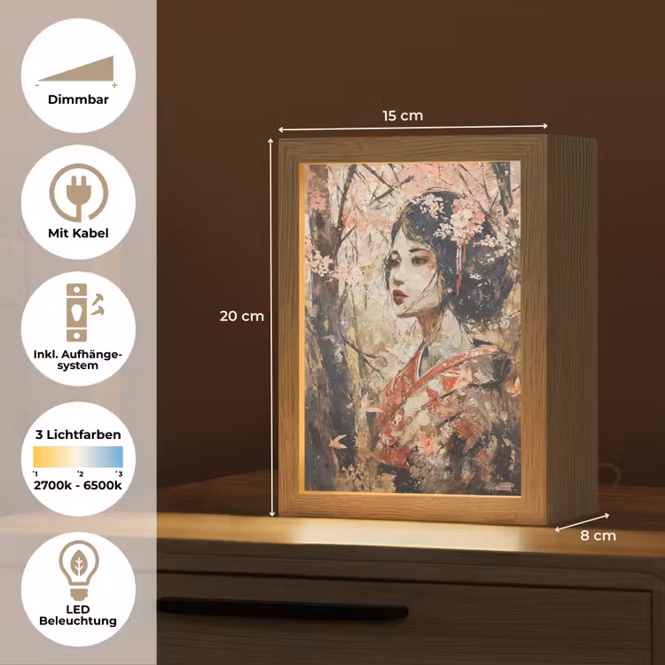 Kimono - Vrouw - kersenbomen Light Box met kabel (Tafellamp) klein -USP_DE
