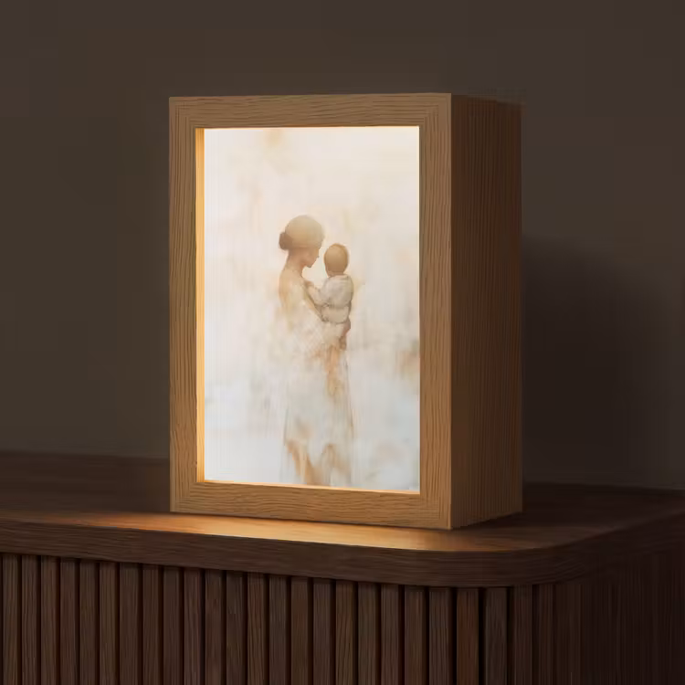 Kind - Moeder - Waterverfschilderij Light Box met kabel (Tafellamp) klein -z3d_website