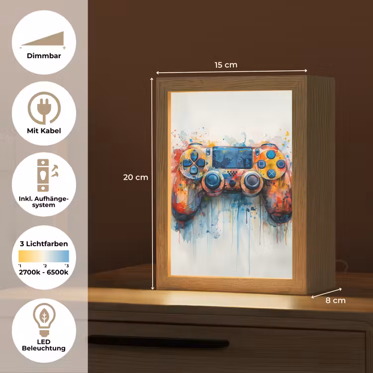 Kinder- en tiener kamer - Gaming - Game controller Light Box met kabel (Tafellamp) klein -USP_DE