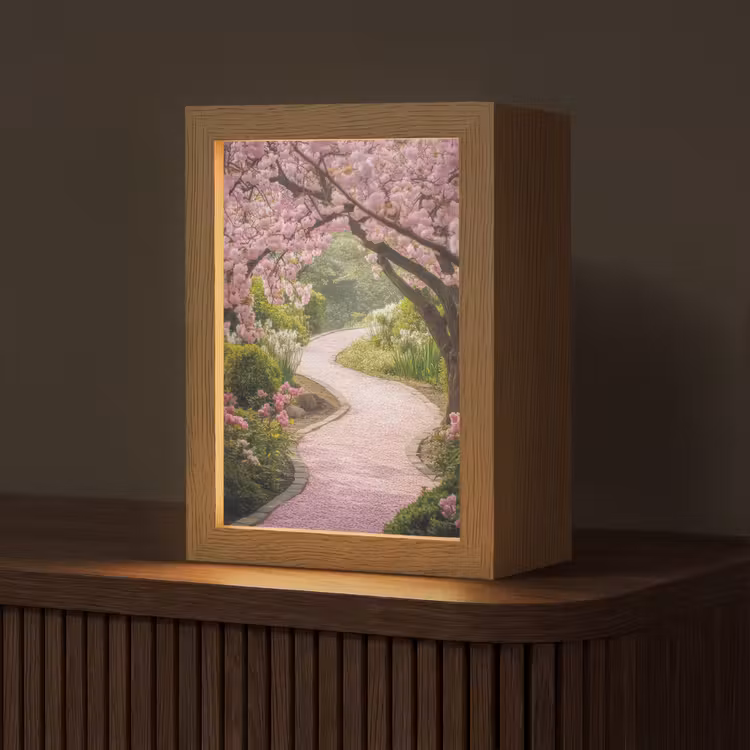 Kersenbloesem - Natuur - Sakura - Pad - Japanse tuin Light Box met kabel (Tafellamp) klein -z3d_website