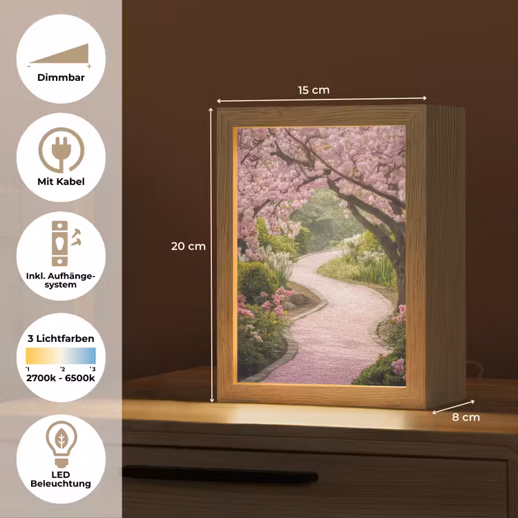 Kersenbloesem - Natuur - Sakura - Pad - Japanse tuin Light Box met kabel (Tafellamp) klein -USP_DE