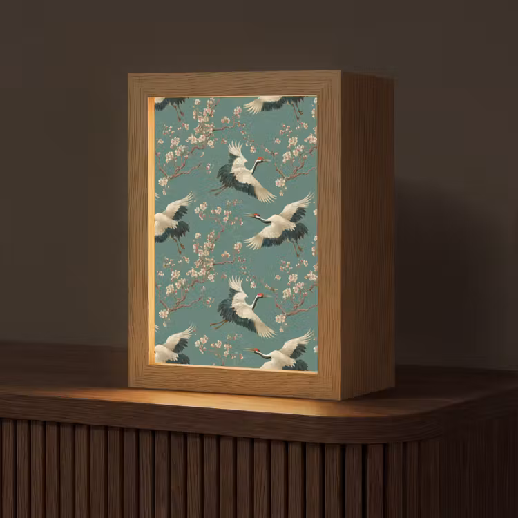 Kersenbloesem - Kraamvogels - Groen Light Box met kabel (Tafellamp) klein 925 -z3d_website