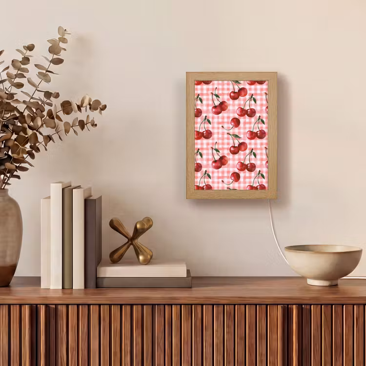 Kersen - Blokken - Rood Light Box met kabel (Tafellamp) klein 925 -sfeer2