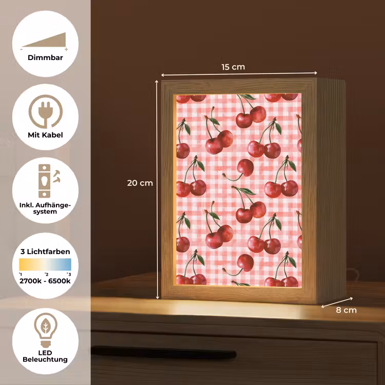 Kersen - Blokken - Rood Light Box met kabel (Tafellamp) klein 925 -USP_DE