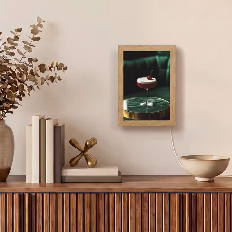 Kers - Cocktail - Rood - Marmer Light Box met kabel (Tafellamp) klein -sfeer2