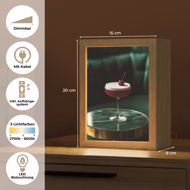 Kers - Cocktail - Rood - Marmer Light Box met kabel (Tafellamp) klein -USP_DE