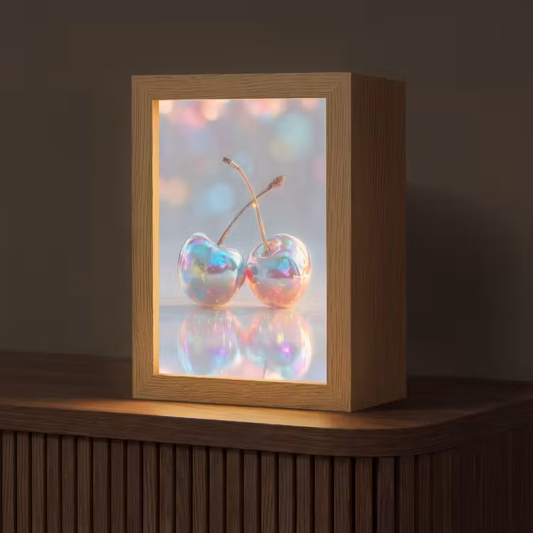 Kersen - Glanzend - Regenboogkleur Light Box met kabel (Tafellamp) klein -z3d_website