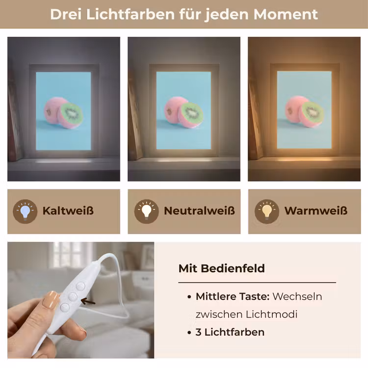 Kiwi - Blauw - Surrealistisch Light Box met kabel (Tafellamp) klein -USP_lichtkleurDE