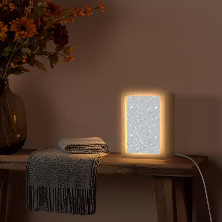 Klassiek - Bloemen - Blauw Light Box met kabel (Tafellamp) klein 925 -sfeer4