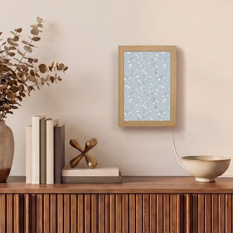 Klassiek - Bloemen - Blauw Light Box met kabel (Tafellamp) klein 925 -sfeer2