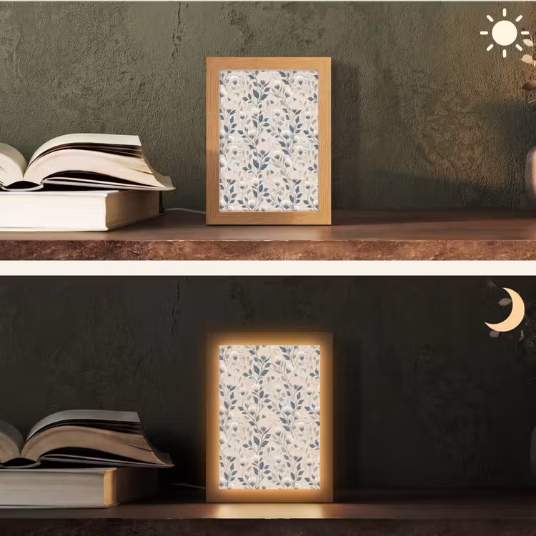 Klassiek - Botanisch - Kleurrijk Light Box met kabel (Tafellamp) klein 925 -sfeer3