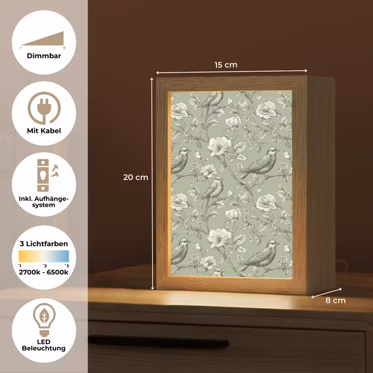 Klassiek - Botanisch - Groen Light Box met kabel (Tafellamp) klein 925 -USP_DE