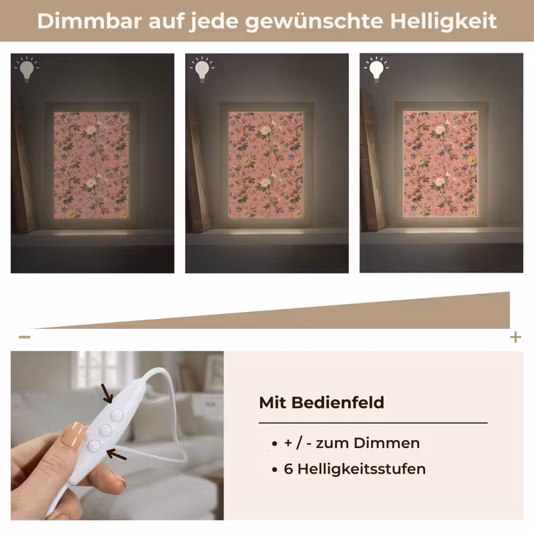 Klassiek - Botanisch - Roze Light Box met kabel (Tafellamp) klein 925 -USP_dimbaarDE