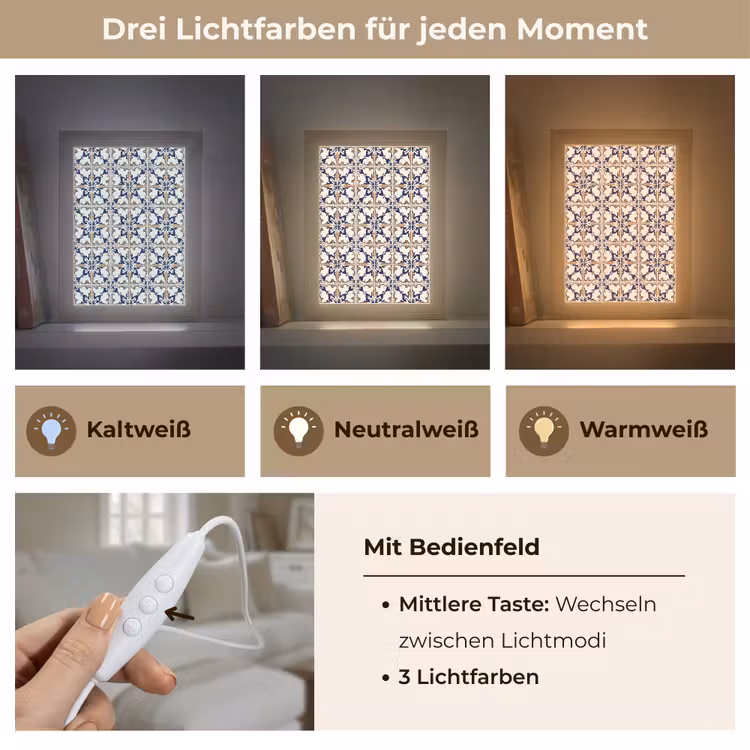 Klassiek - Patroon - Kleurrijk Light Box met kabel (Tafellamp) klein 925 -USP_lichtkleurDE